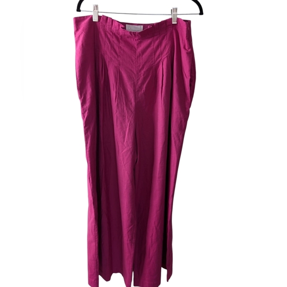 By Anthropologie Wide Leg Corset Pants Pink sz 16 NWT - Picture 4 of 12